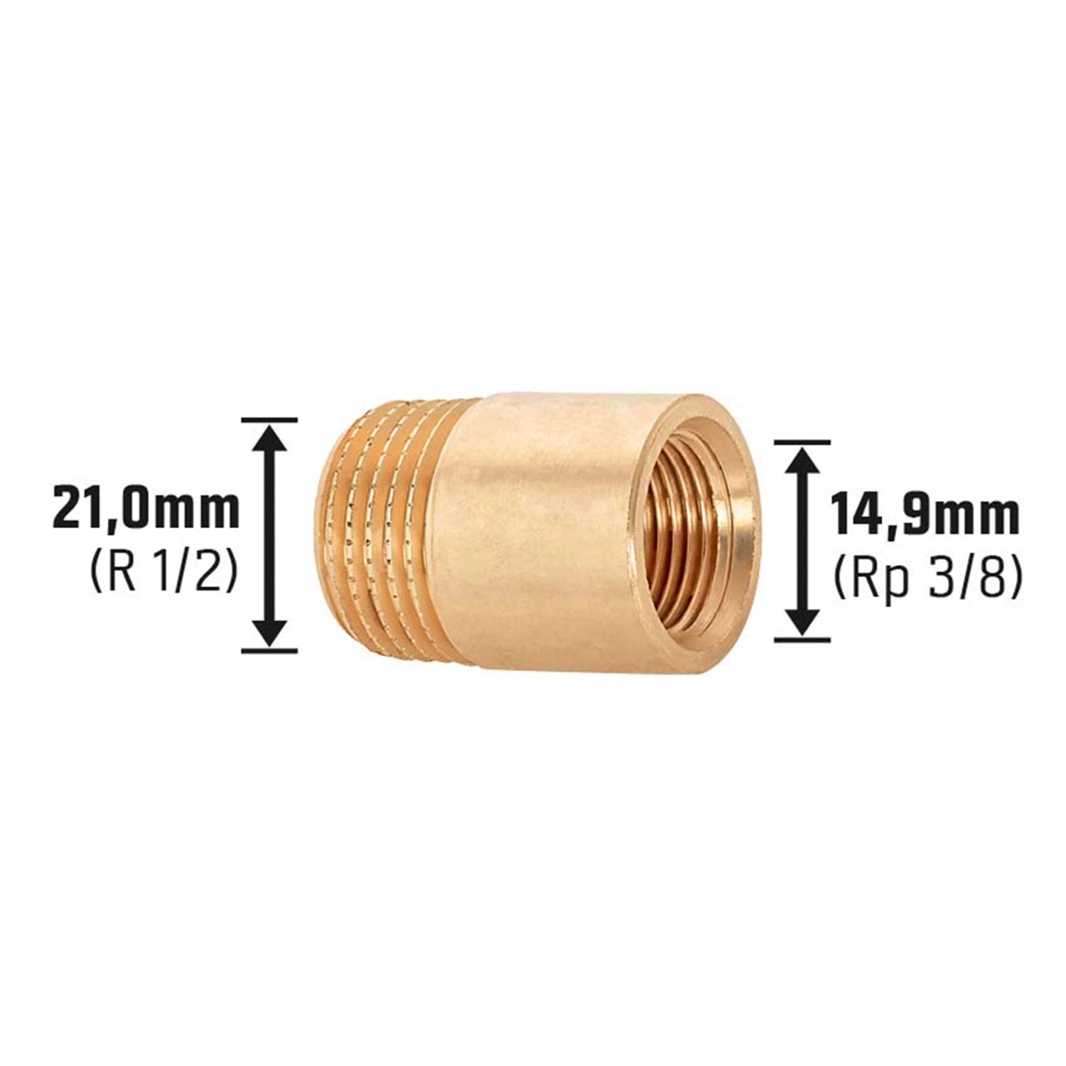 Gewinde Reduzierstück 21 mm R 1 2 x 14 9 mm Rp 3 8 Rotguss kaufen