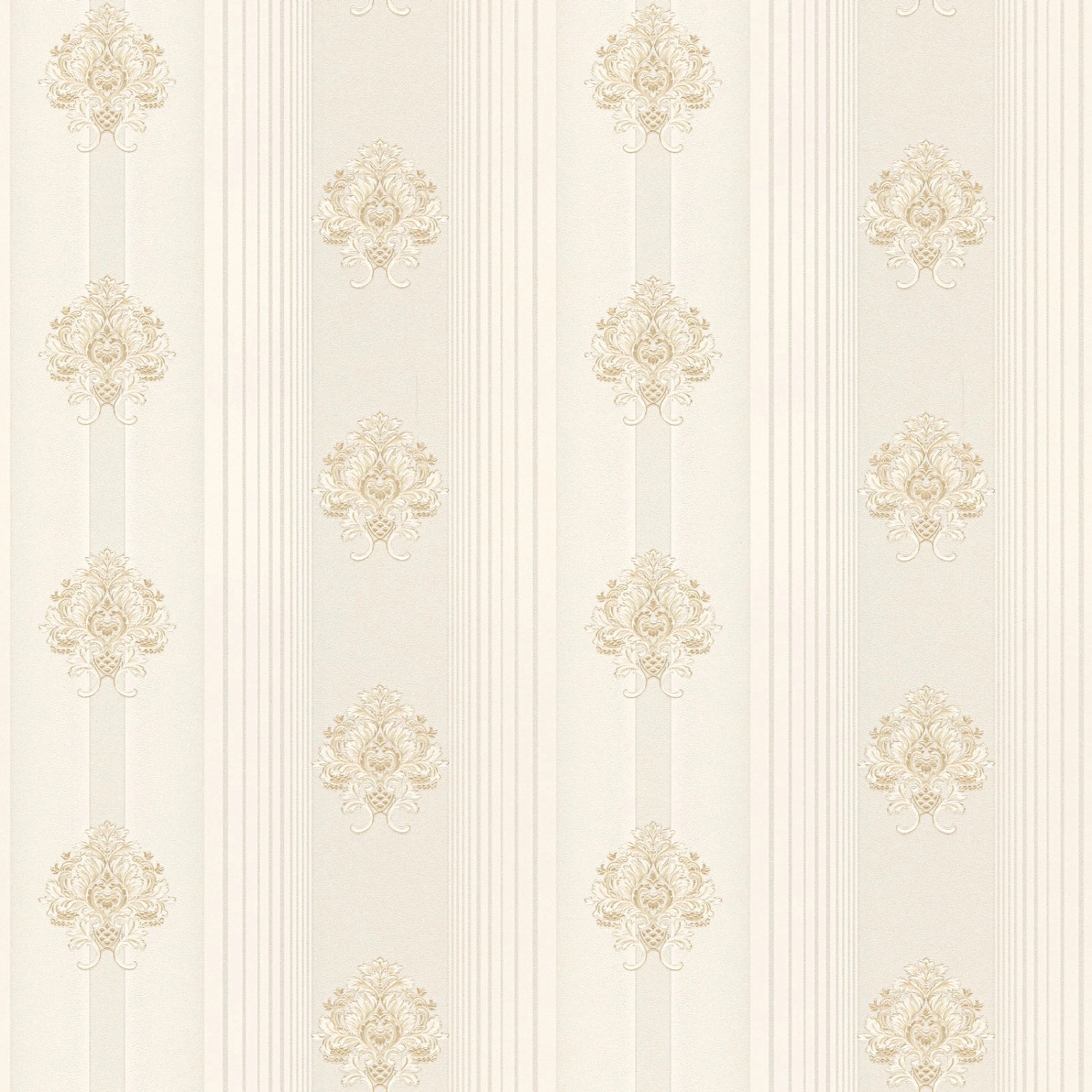 Bricoflor Elegante Tapete In Creme Wei Gestreifte Barock Vliestapete