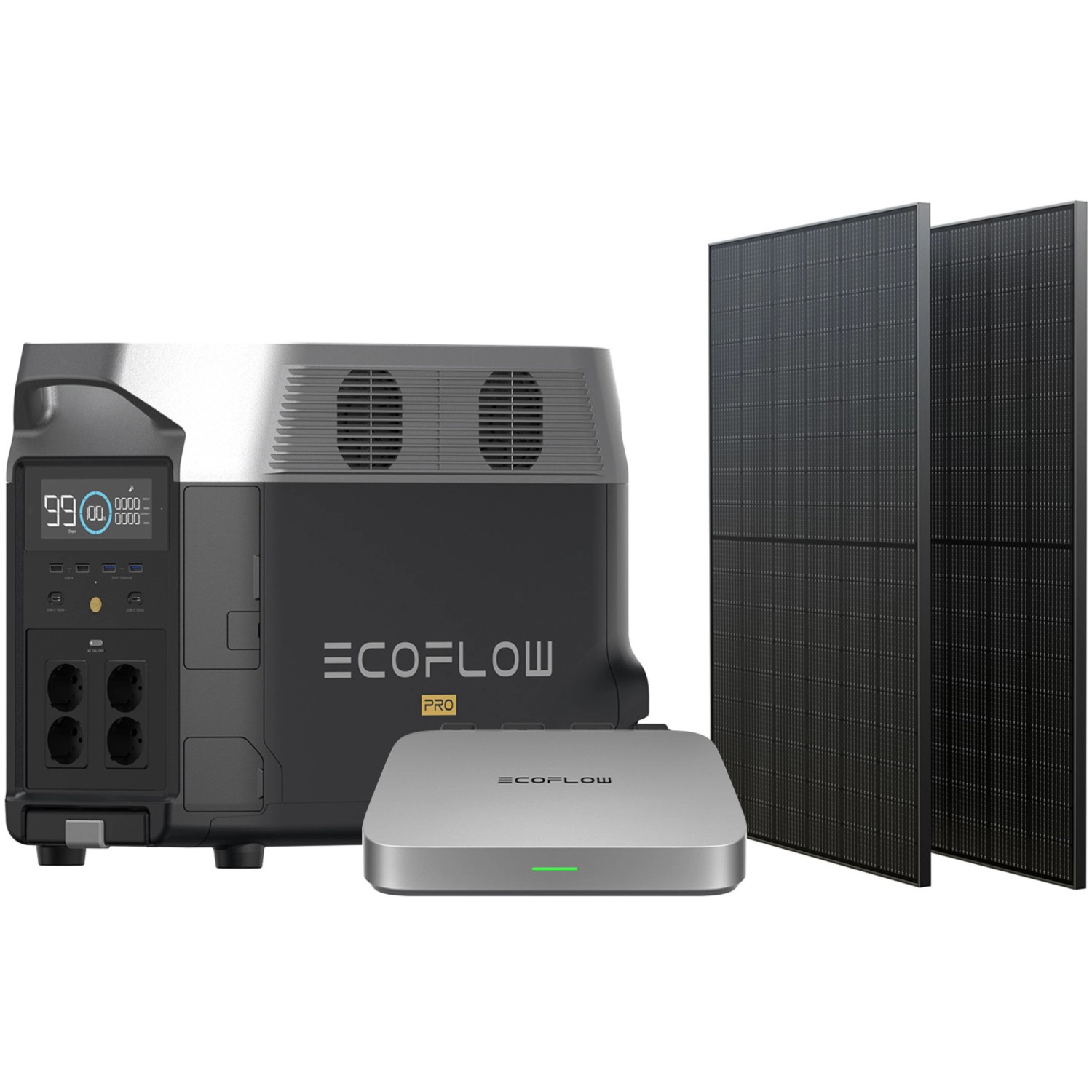 Ecoflow Solarpanel Powerstream W Set Inkl Delta Pro Silber Schwarz