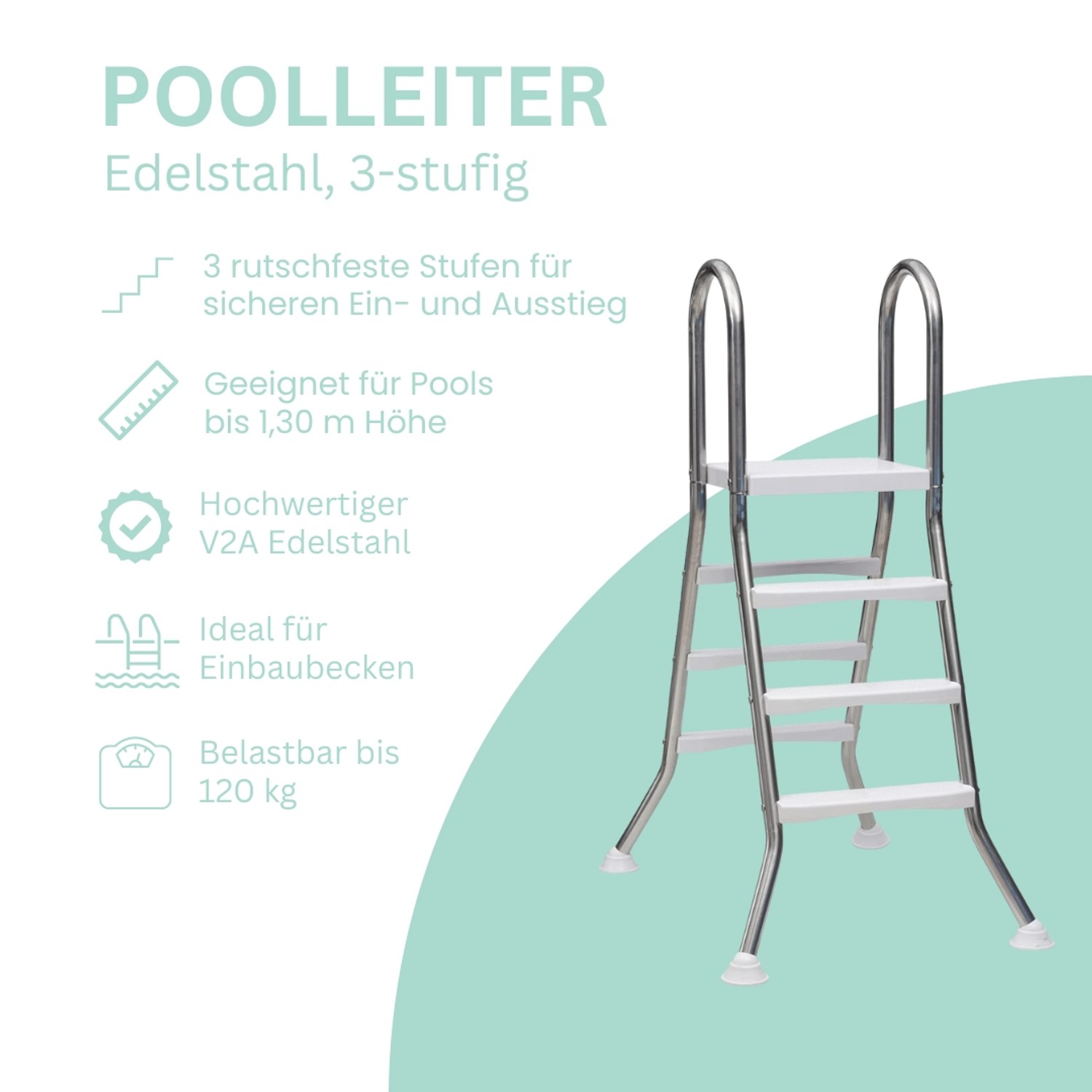 Poolomio Poolleiter Edelstahl 3 Stufig Mit Handlauf Bis 100 Cm Kaufen