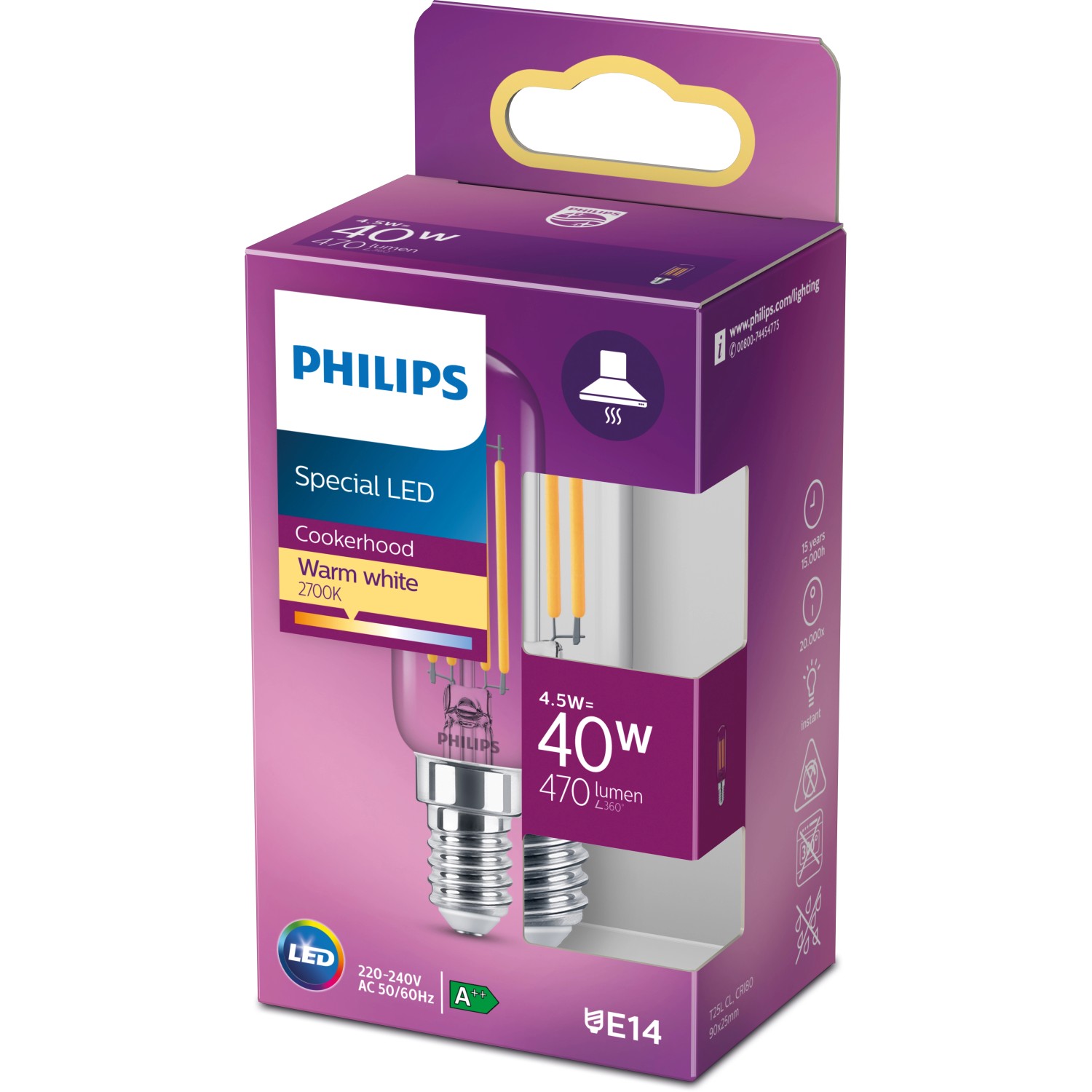 Philips LED Leuchtmittel E14 4 5 W Warmweiß 470 lm EEK F 9 x 2 5 cm H