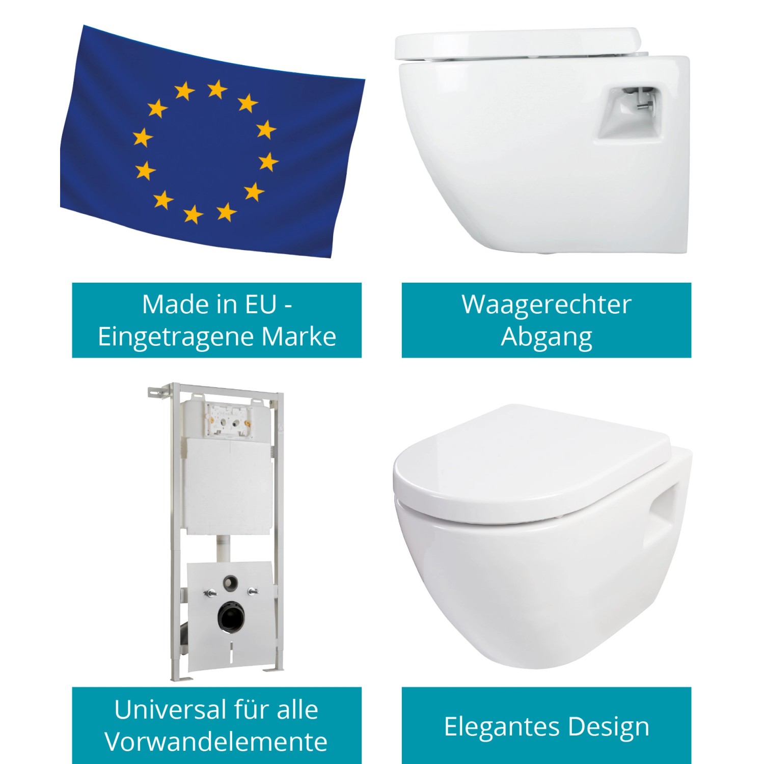 Calmwaters Hänge WC Honest D Form Set WC Sitz Schallschutz 08CL5586