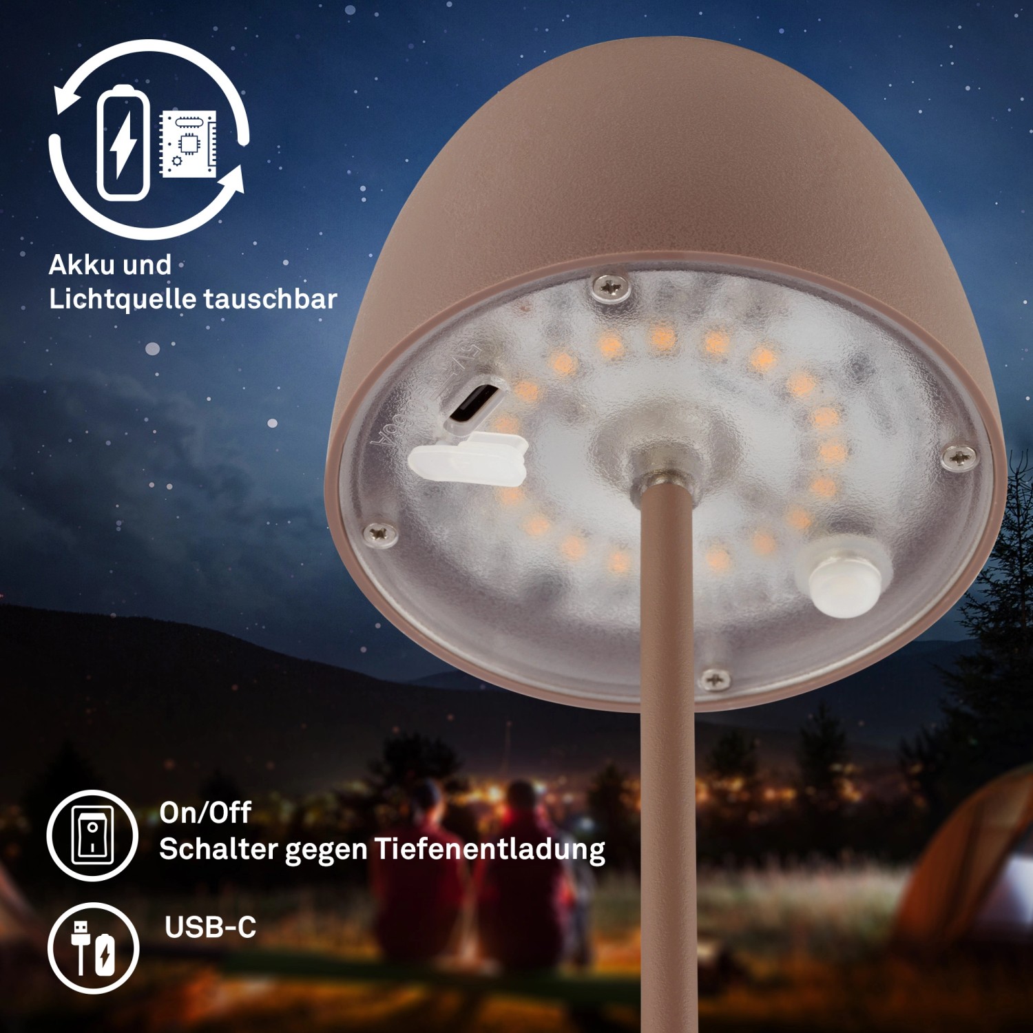 Brilo Led Akku Tischleuchte Serina Mini Umbrasand Cm X Cm Kaufen