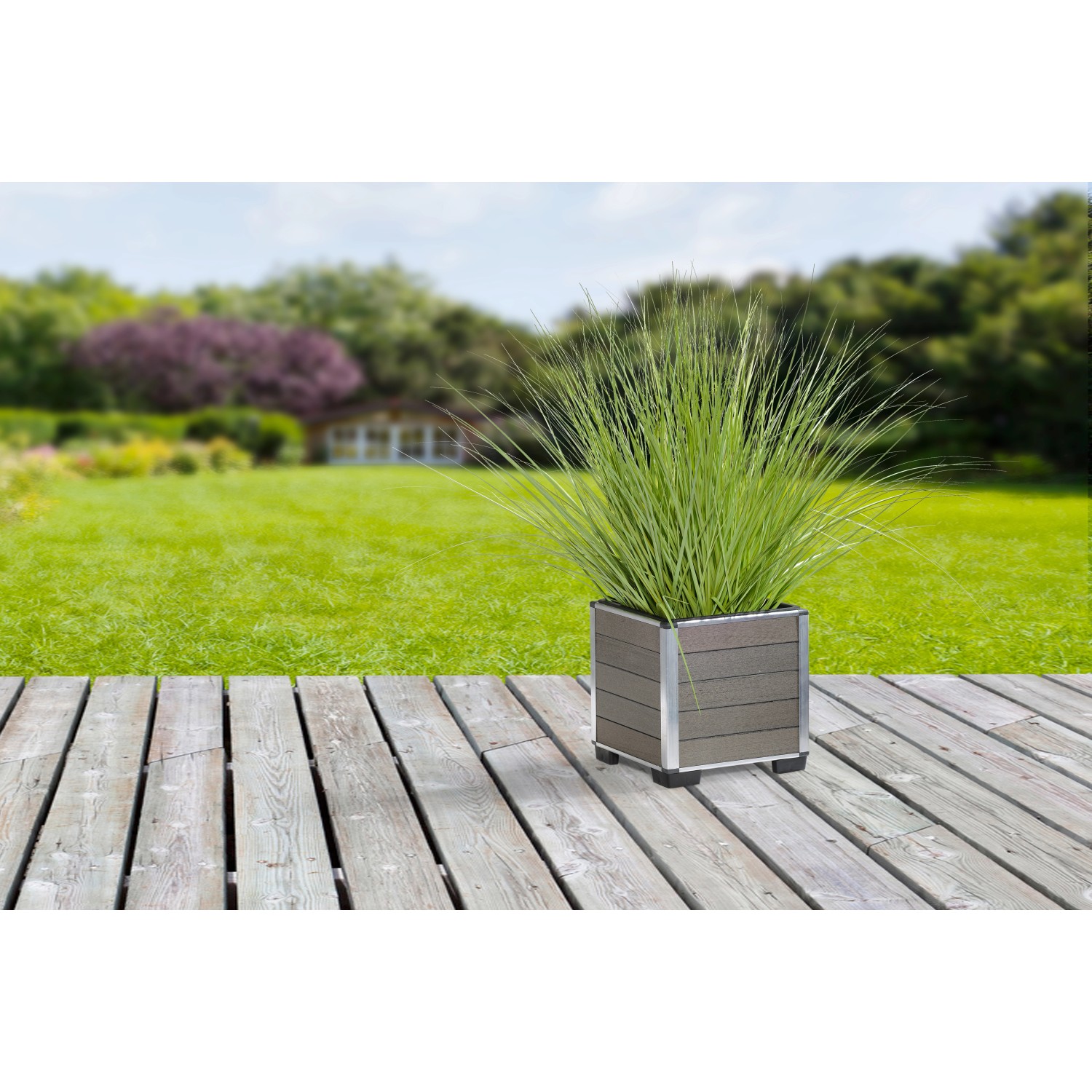 Gartenfreude Pflanzgef Wpc Eckig Cm X Cm Grau Kaufen Bei Obi