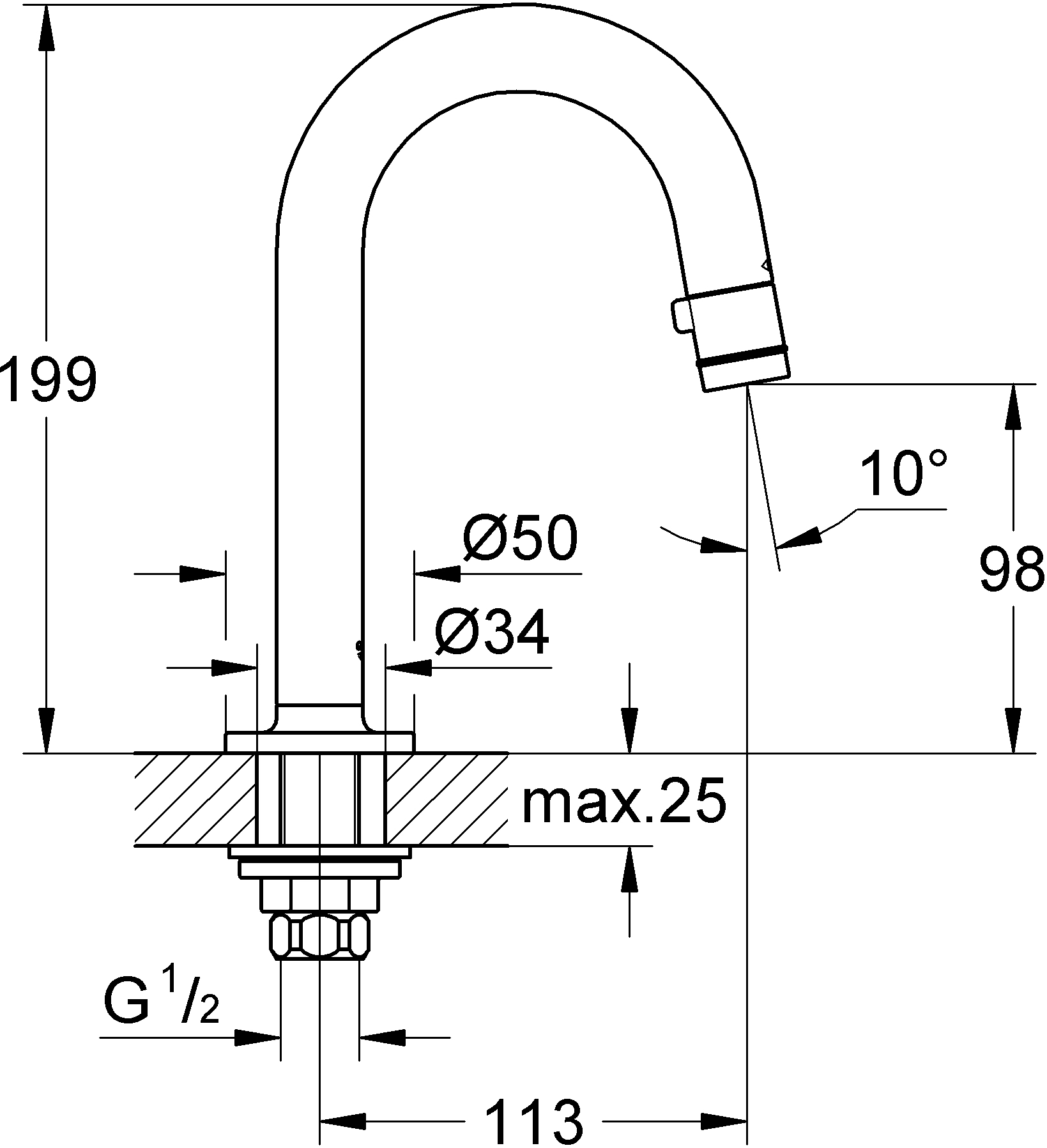 Grohe Kaltwasser Standventil C Auslauf Mit Mousseur Universal Chrom