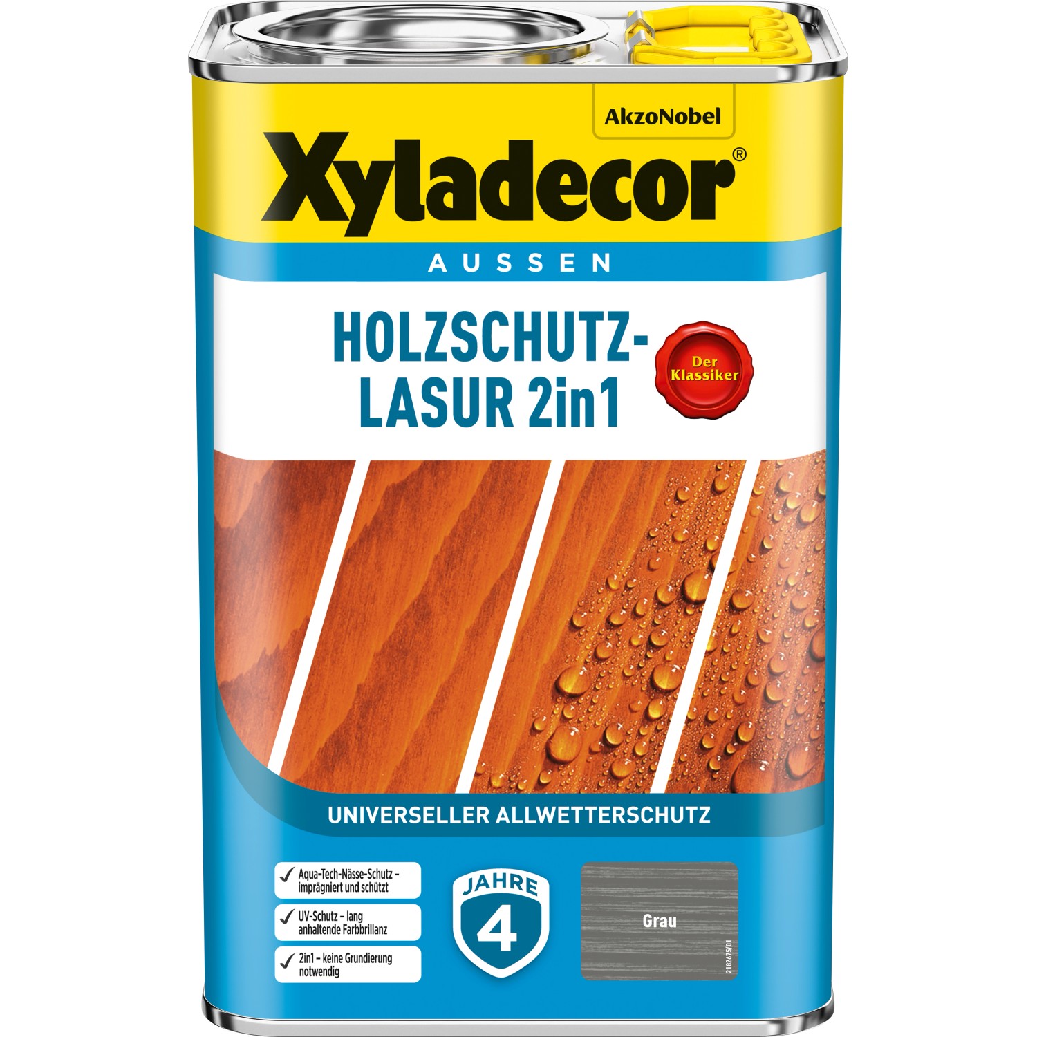 Xyladecor Holzschutz-Lasur 2in1 Grau matt 4 l