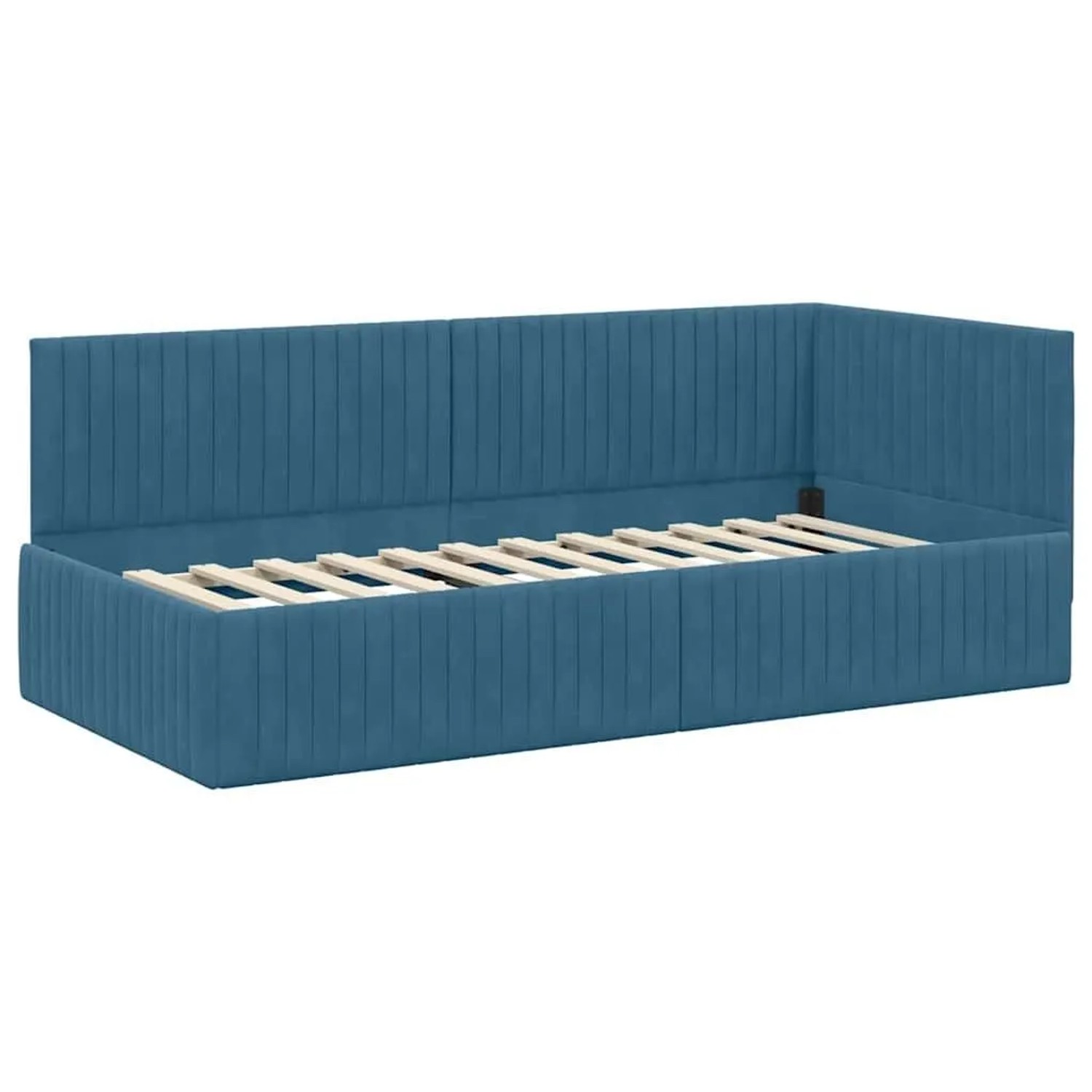vidaXL Eckbettgestell mit Kopfteil Blau 90 x 190 cm Stoff 42016255