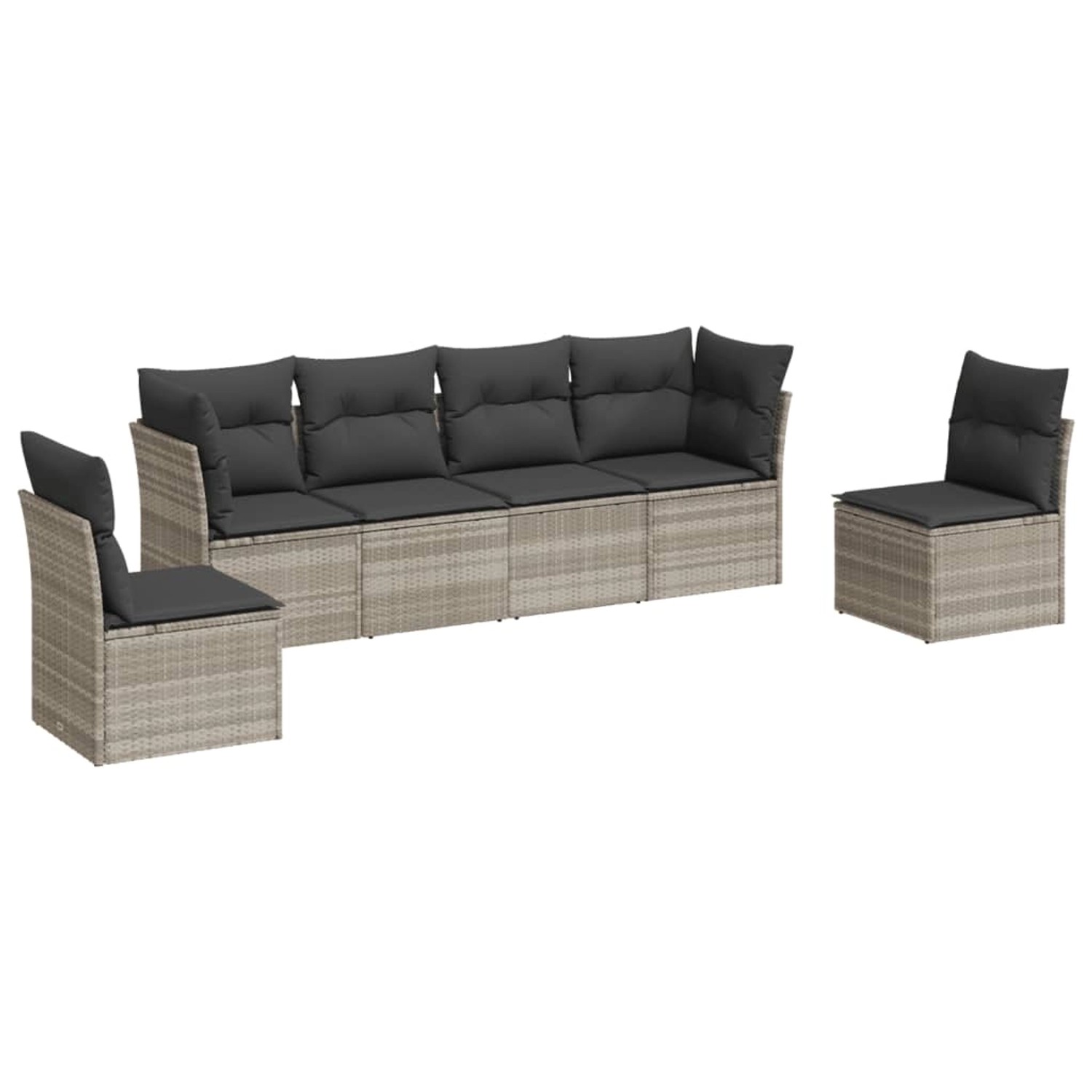 vidaXL 6-Tlg Garten-Sofagarnitur mit Kissen Hellgrau Poly Rattan 3217372 günstig online kaufen