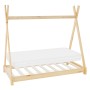ML-Design Tipi Kinderbett 70x140 cm Natur mit Matratze und Lattenrost aus Holz.