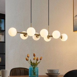Moderne Lindby Pendelleuchte Kiamo, 8-flammig, weißes Metall, für Wohnzimmer & Esszimmer.