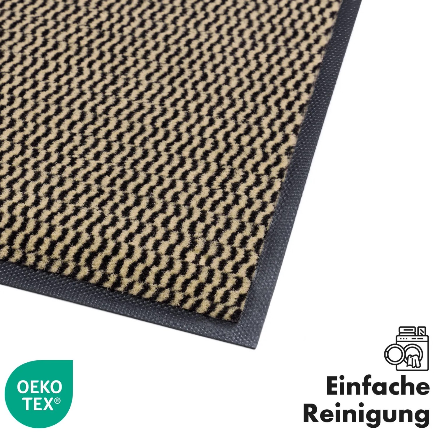 KARAT Schmutzfangmatte SKY Novo, ocker-schwarz, 90x120 cm. Rutschfeste Fußmatte für Innen- und Außenbereiche.