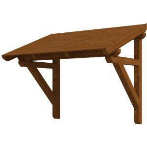 Skan Holz Vordach Paderborn 1, nussbaum lasiert, 242x156 cm. Haustürvordach aus Holz.