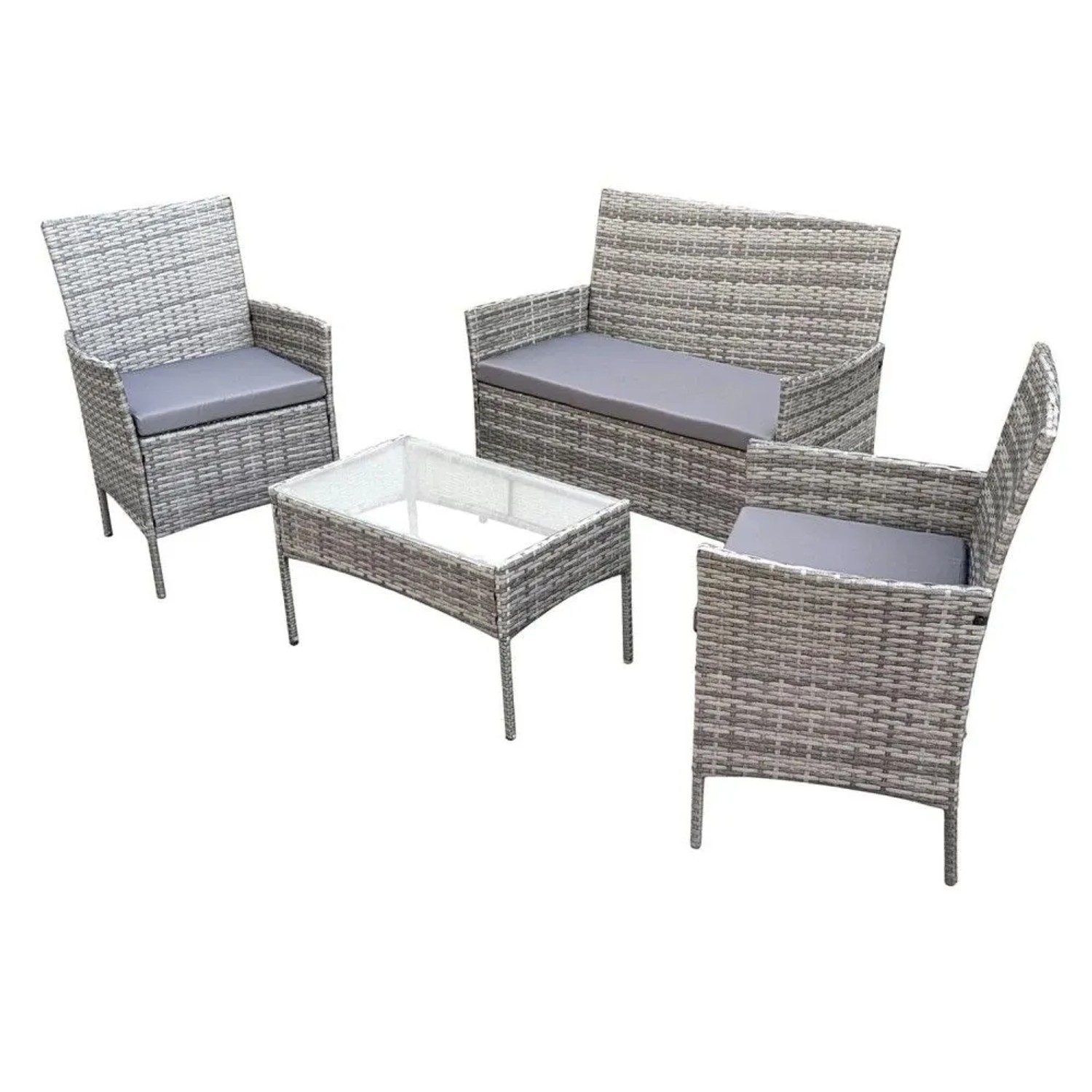 SVITA BROOKLYN Gartenlounge 4-tlg. Gartenmöbel Set Sitzgruppe Polyrattan Grau