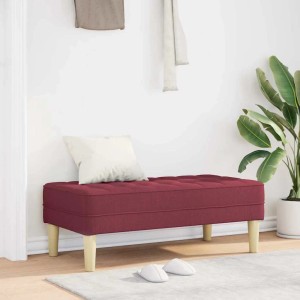 Weinrote vidaXL Schuhbank aus Stoff mit Kissen, 113x57x39 cm. Ideal als Sitzbank im Flur.