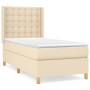 Cremefarbenes vidaXL Boxspringbett mit Matratze, Stoffbezug und gestepptem Kopfteil.