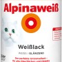 Dose Alpinaweiß Weißlack glänzend, 2 Liter. Weißer Lack für Holz, Metall, Mauerwerk und mehr.