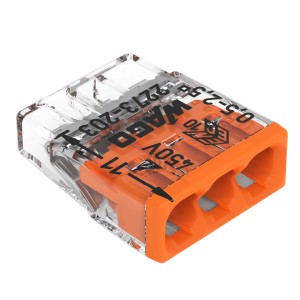 Wago Steckklemme, 3-polig, orange, 10er-Pack. Verbindungsklemme für einfache und sichere Elektroinstallation.