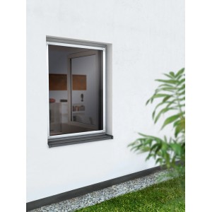 Weißes Insektenschutznetz mit Magnetrahmen am Fenster (110x130cm) schützt vor Insekten.