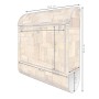 Weißer Design Briefkasten mit Zeitungsfach und Holz-Flickwerk Motiv, Maße: 39x47x14cm.