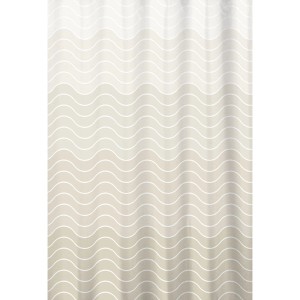 Euroshowers Duschvorhang mit Wellenmuster, beige-weiß, inklusive 12 Ringe.