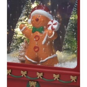 Weihnachtsdeko: Spieluhr Briefkasten mit Lebkuchenmann und LED-Beleuchtung.
