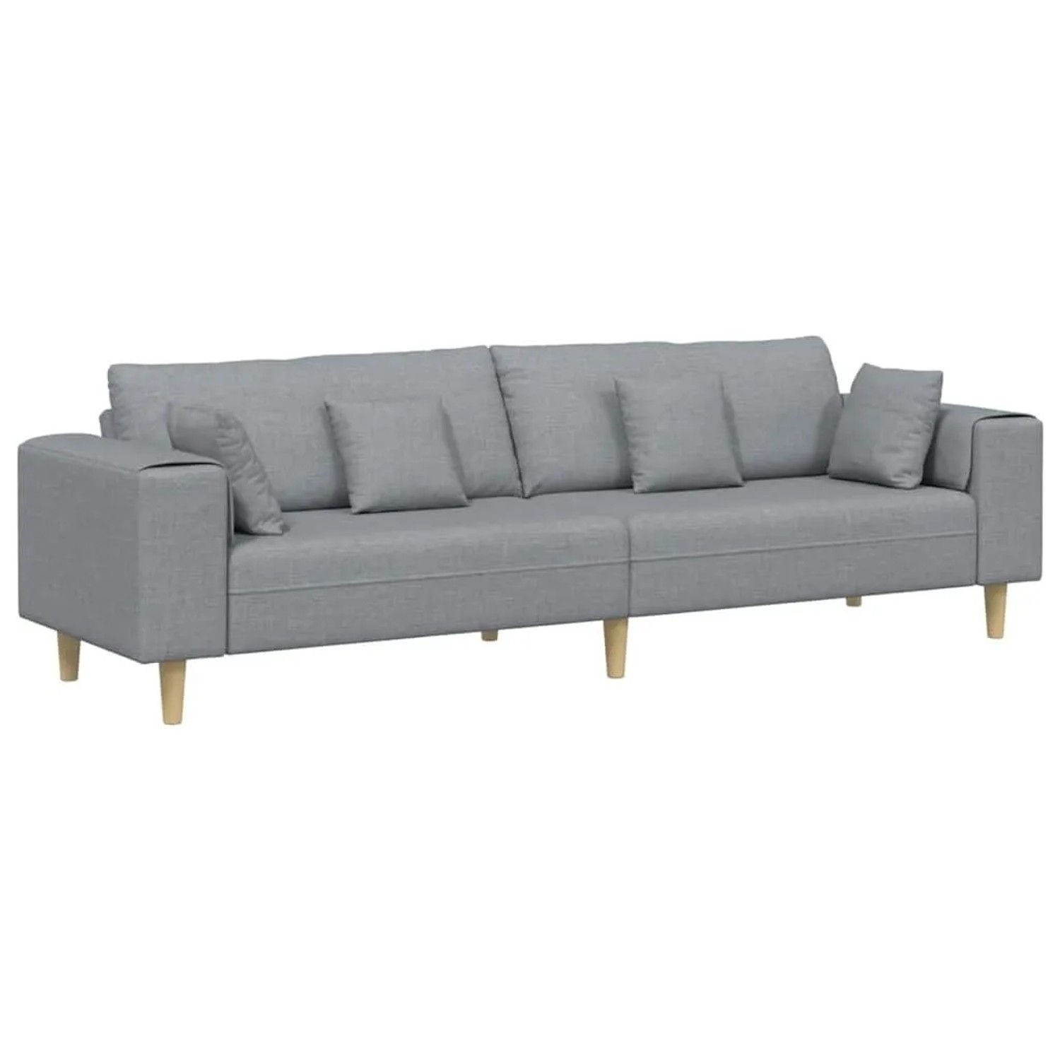 vidaXL Sofa mit Kissen Hellgrau 250 x 77 x 76 cm Stoff 3335143