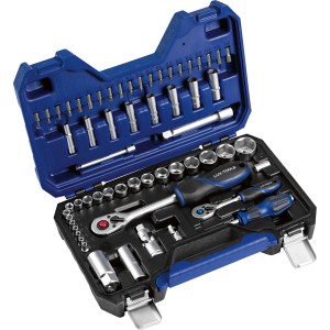 LUX Steckschlüsselsatz STS-59 Comfort, 59-teilig im Koffer. Schlüssel und Bits aus Chrom-Vanadium-Stahl.