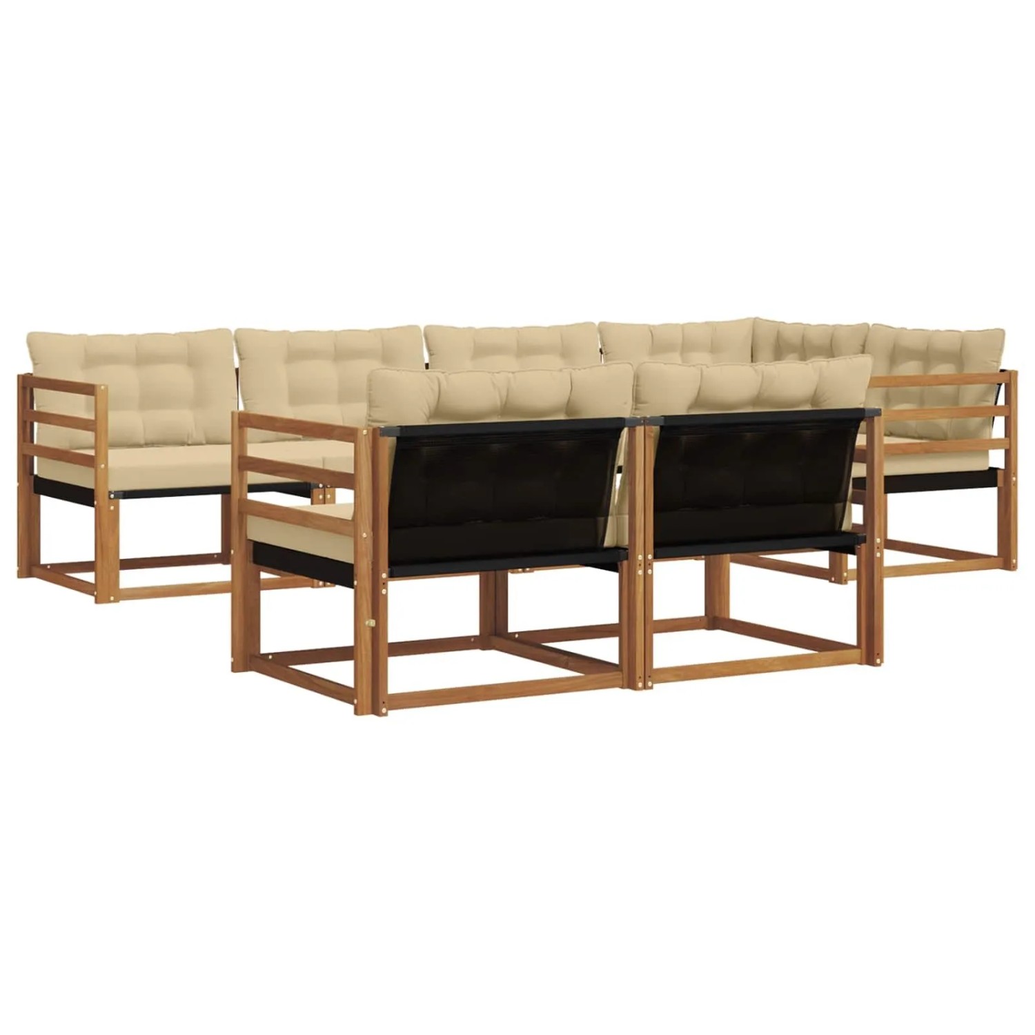 vidaXL Outdoor-Sofagarnitur mit Kissen 7-Tlg Natur und Beige 3369544
