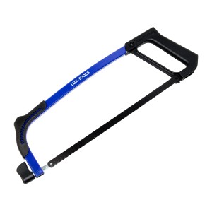 LUX Metallsäge Comfort, 300 mm, mit blauem Stahlrohrbügel und schwarzem Pistolengriff.