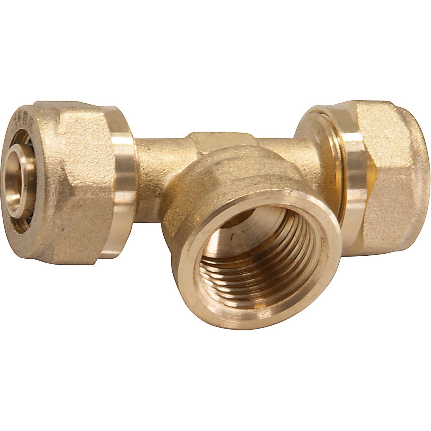 Klemmring-T-Stück Ø 16 mm x 18,6 mm (Rp 1/2) x Ø 16 mm Messing