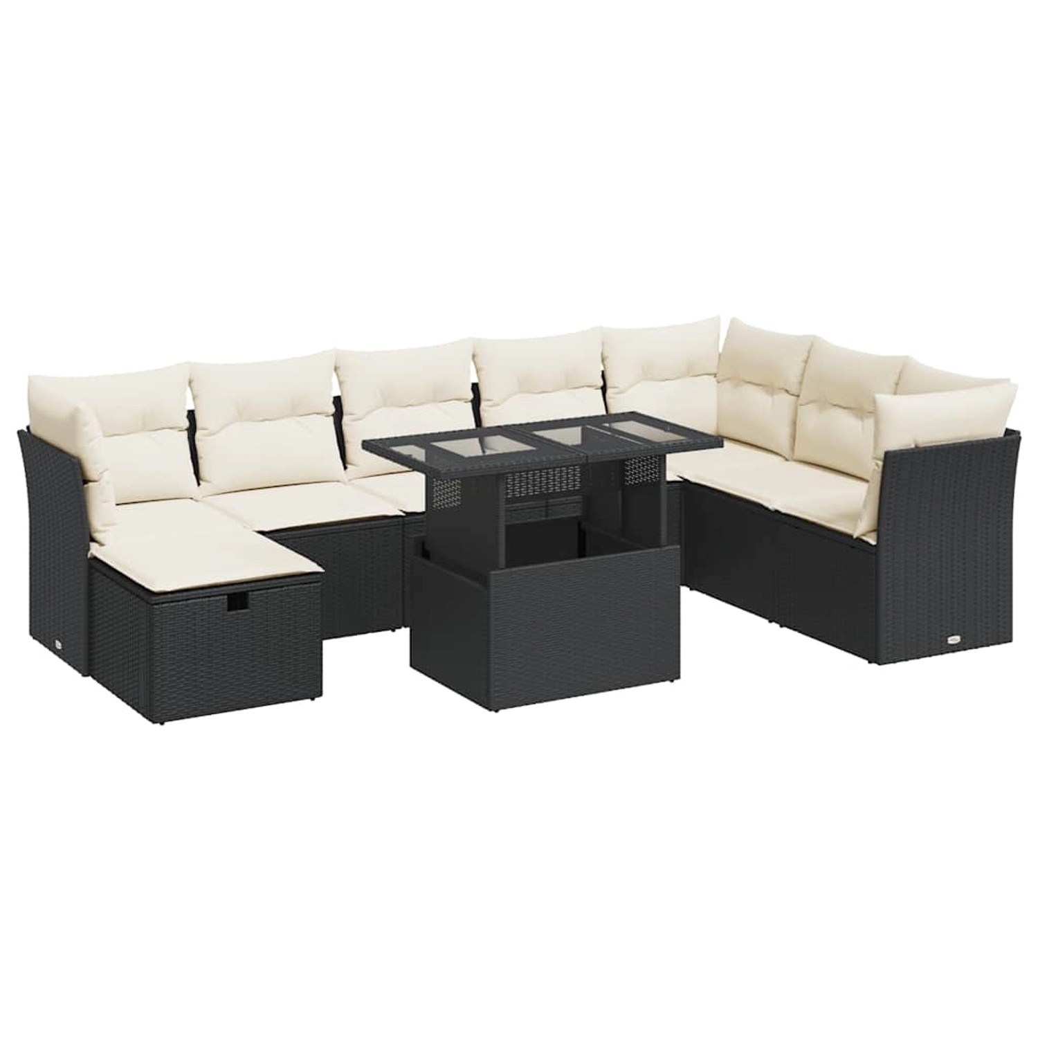 vidaXL 9-Tlg Garten-Sofagarnitur mit Kissen Schwarz Poly Rattan 3327796 günstig online kaufen