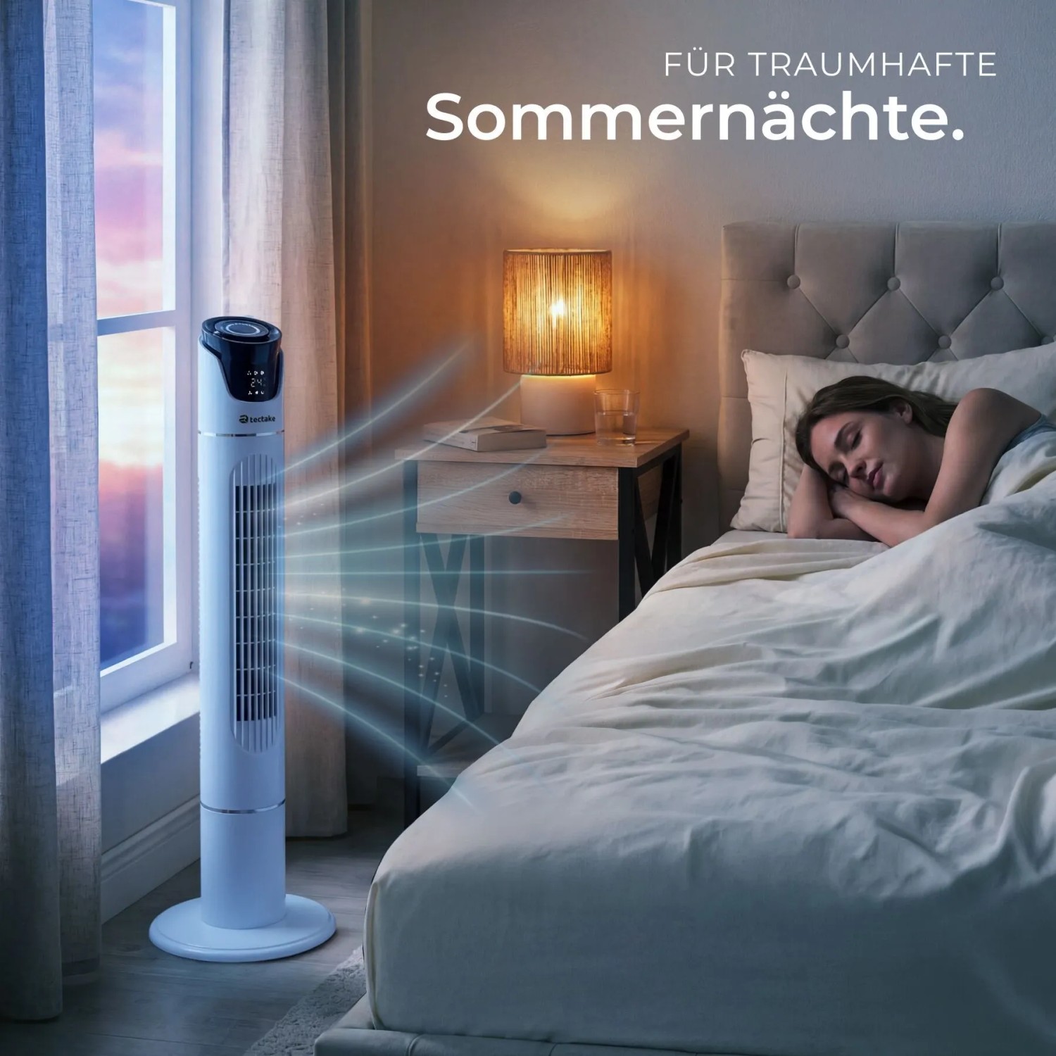 Tectake Turmventilator  Oszillierend 3 Modi und 3 Geschwindigkeitsstufen  31 x 31 x 110 cm Weiß_3