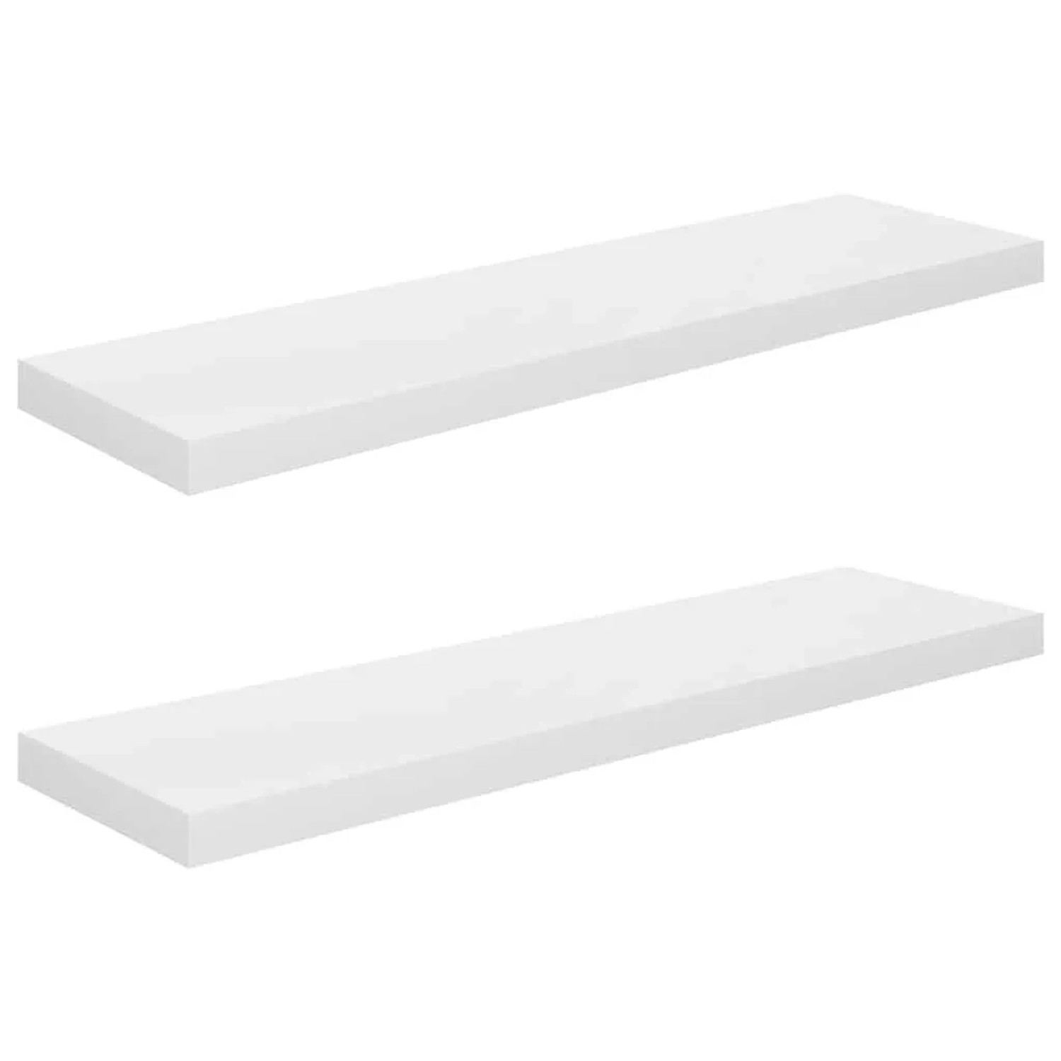 vidaXL Schweberegale 2 Stk Hochglanz-Weiß 90x23,5x3,8 cm MDF 323755