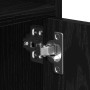 Detailaufnahme: Scharnier am vidaXL Rollcontainer in Schwarz Eichen-Optik. Möbelbeschlag.
