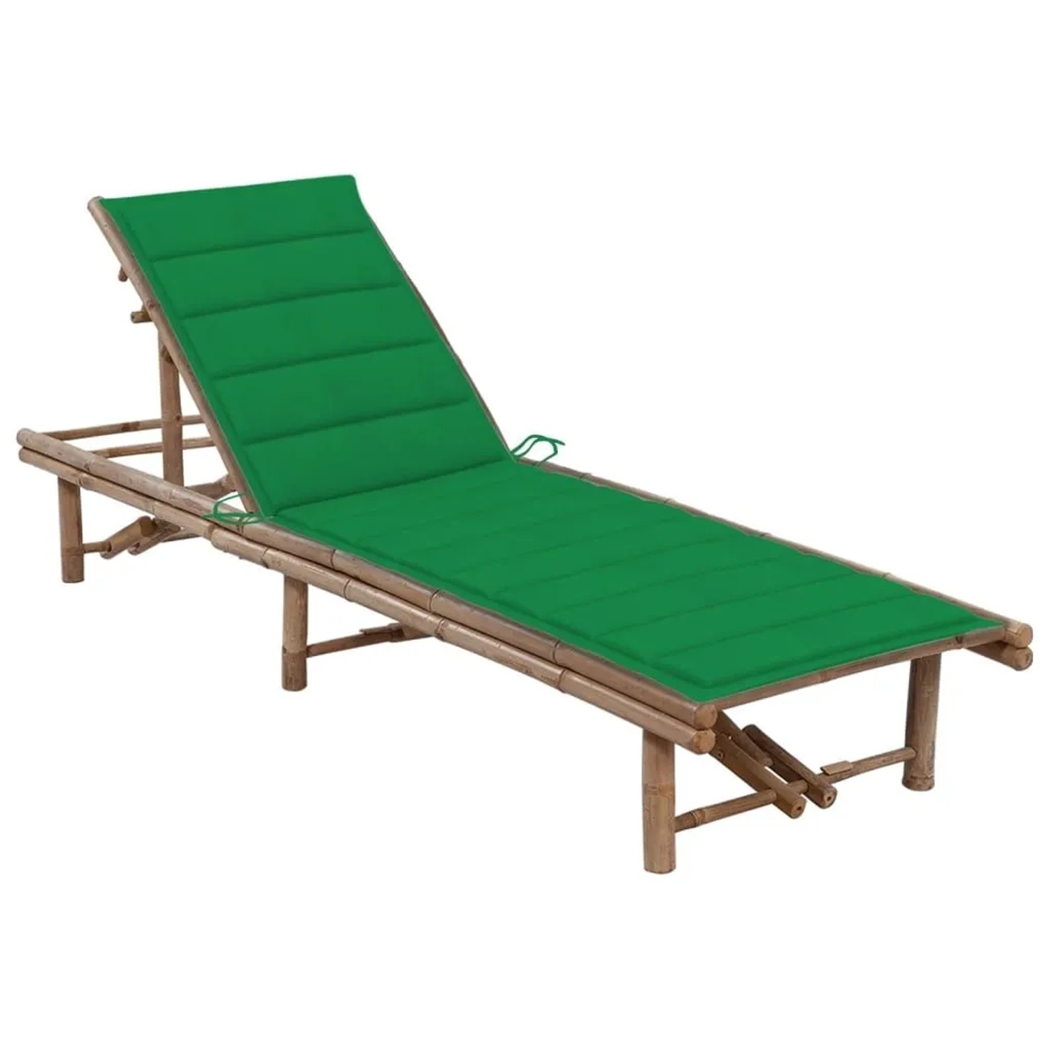 Furnicato Garten-sonnenliege Aus Bambus Mit Auflage 200 X 65 X  30-87  Cm Grün