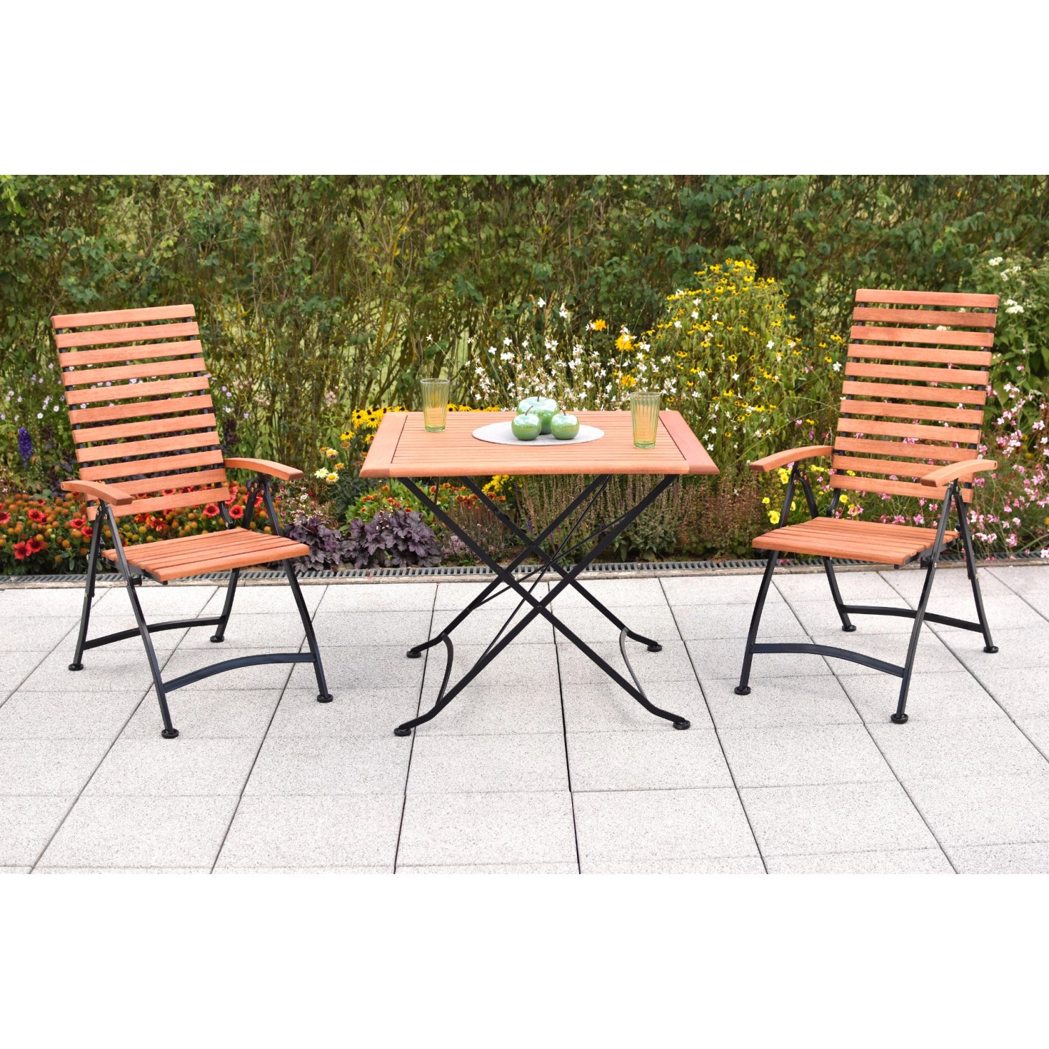 Merxx Schlossgarten Set 3-tlg. 2 Klappsessel Klapptisch 90 x 90 cm günstig online kaufen