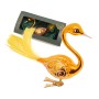 Goldener Schwan als Weihnachtsornament von Krebs Glas Lauscha, 5cm groß, mit Clip und Feder.