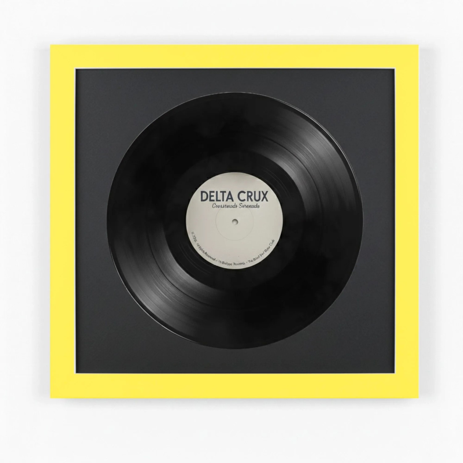 K-Möbel Schallplatten Rahmen Gelb 40x40cm mit Schwarzem Passepartout für die Vinyl