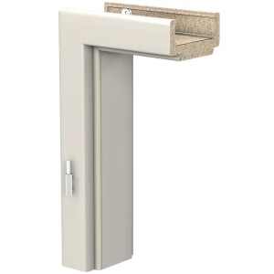 Weiße Türzarge CPL, 73,5x211 cm, links angeschlagen, für 10 cm Wandstärke.