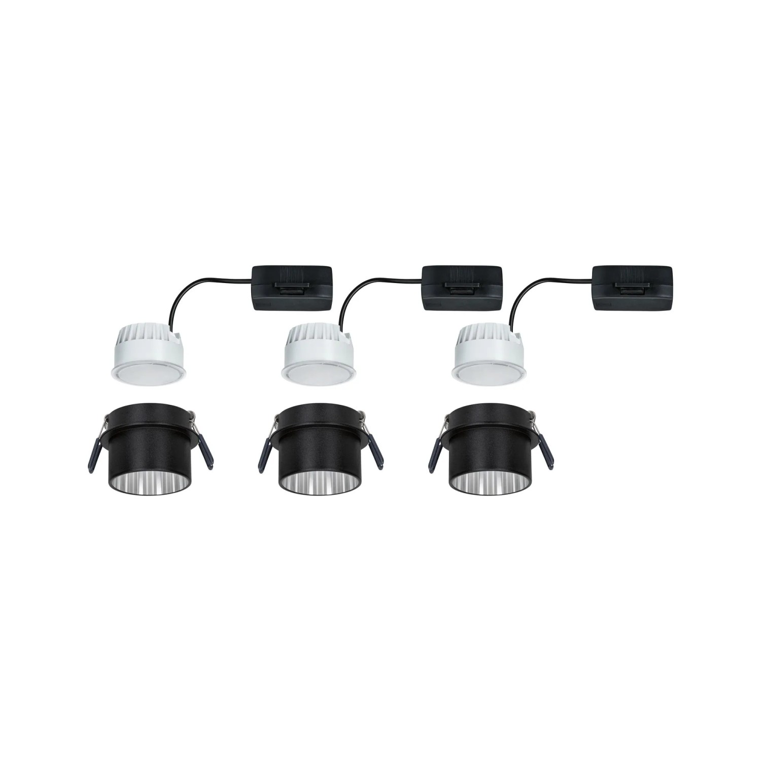 LED Einbauleuchten-Set Gil Coin, 3er, schwarz matt/Eisen, dimmbar. Deckenspots für Innenräume.