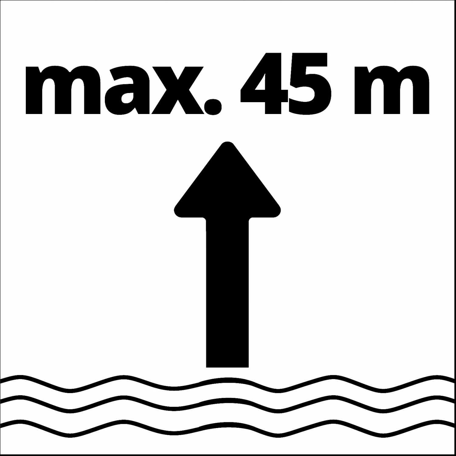 Symbol für max. Eintauchtiefe 45 m für die Einhell Tiefbrunnenpumpe GC-DW 1045 N.