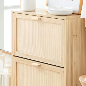 SoBuy Schuhkipper FSR160-N, Schuhkommode mit 2 Klappen in Natur.