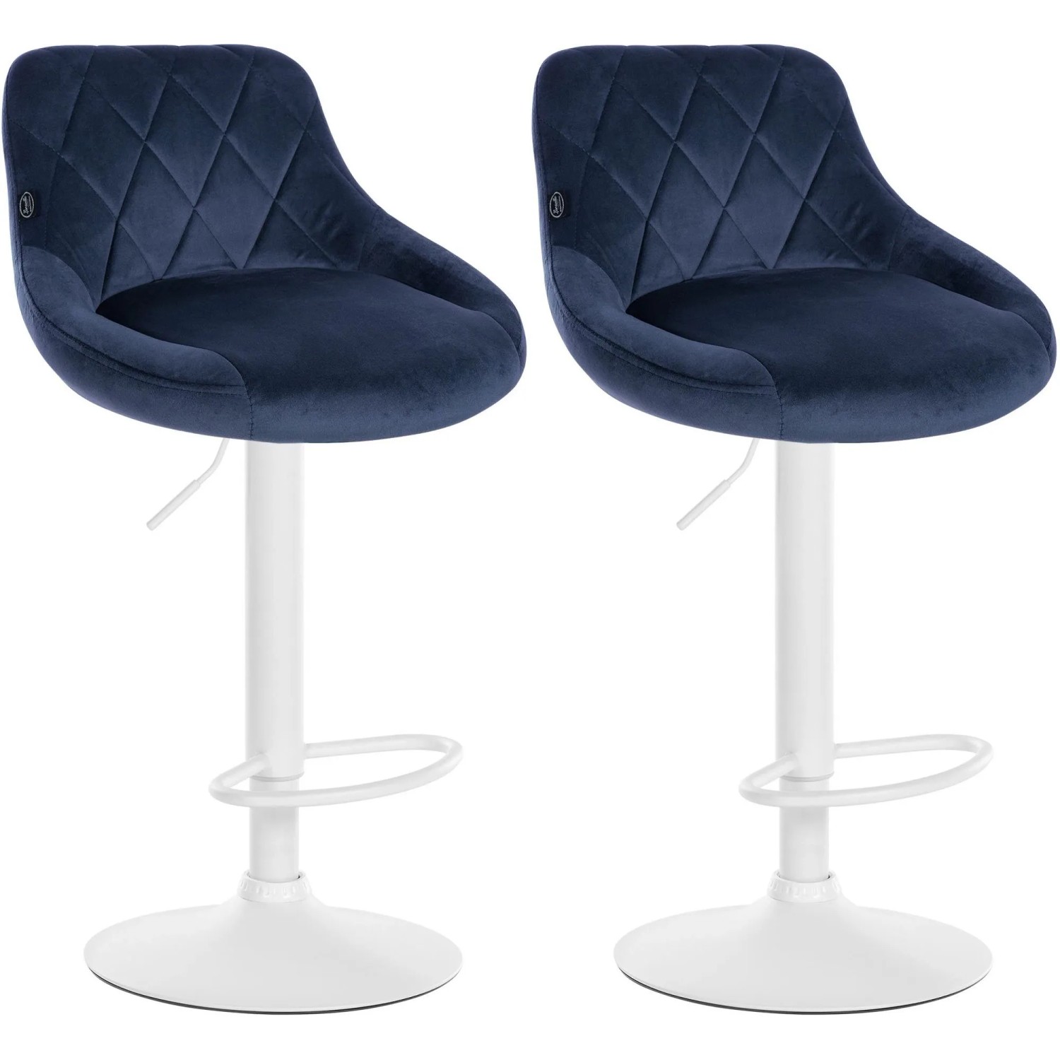 CLP 2er Set Barhocker Lazio Samt Blau/Weiß