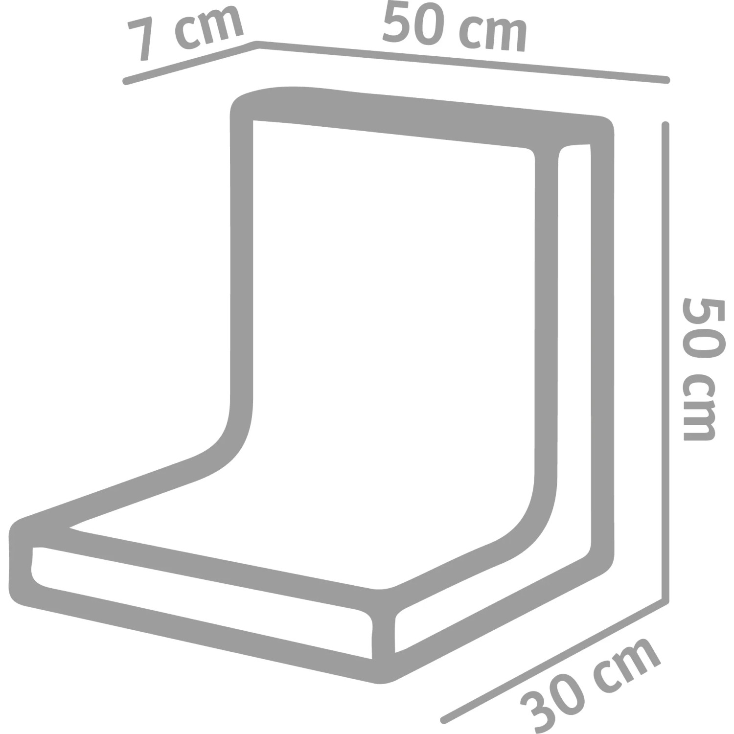 Grauer Diephaus L-Stein (50x50x30x7 cm) für Einfassungen und Mauersysteme.
