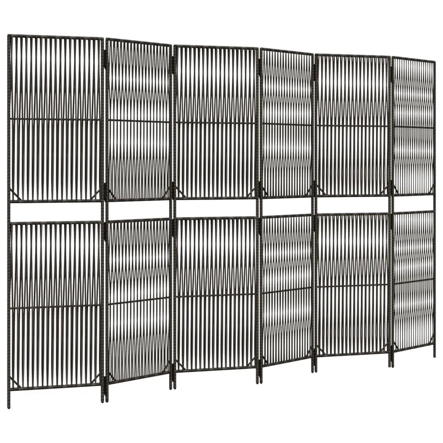 vidaXL Paravent 6 Tlg Grau Poly Rattan 365386