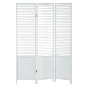 Homestyle4u 3-tlg. Paravent in Weiß 130x175 cm 892