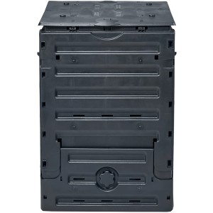 Garantia Komposter Eco-Master 300 l, schwarzer Schnellkomposter aus Kunststoff mit Deckel und Entnahmeklappe.