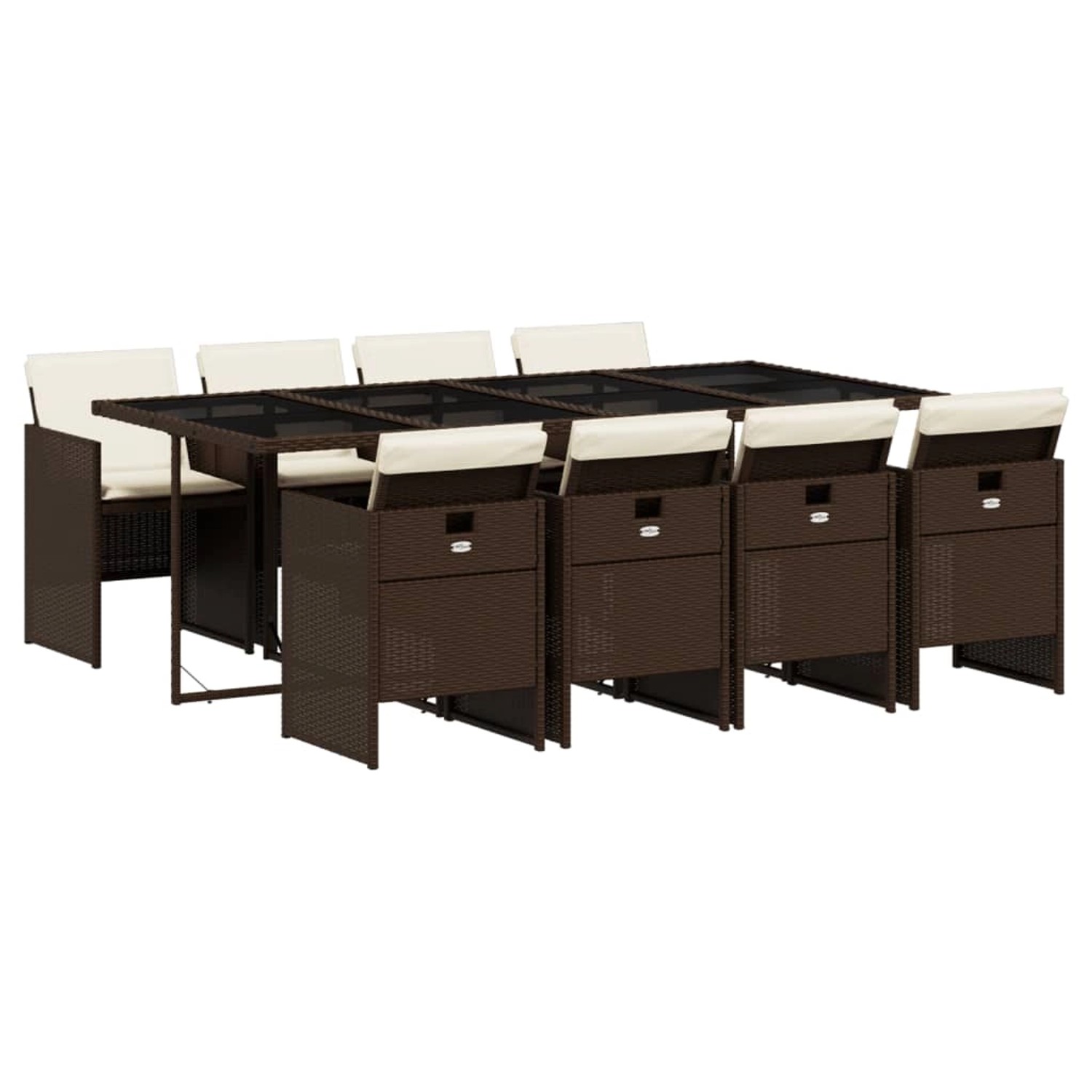 vidaXL 9-Tlg Garten-Essgruppe mit Kissen Braun Poly Rattan 3277688 günstig online kaufen
