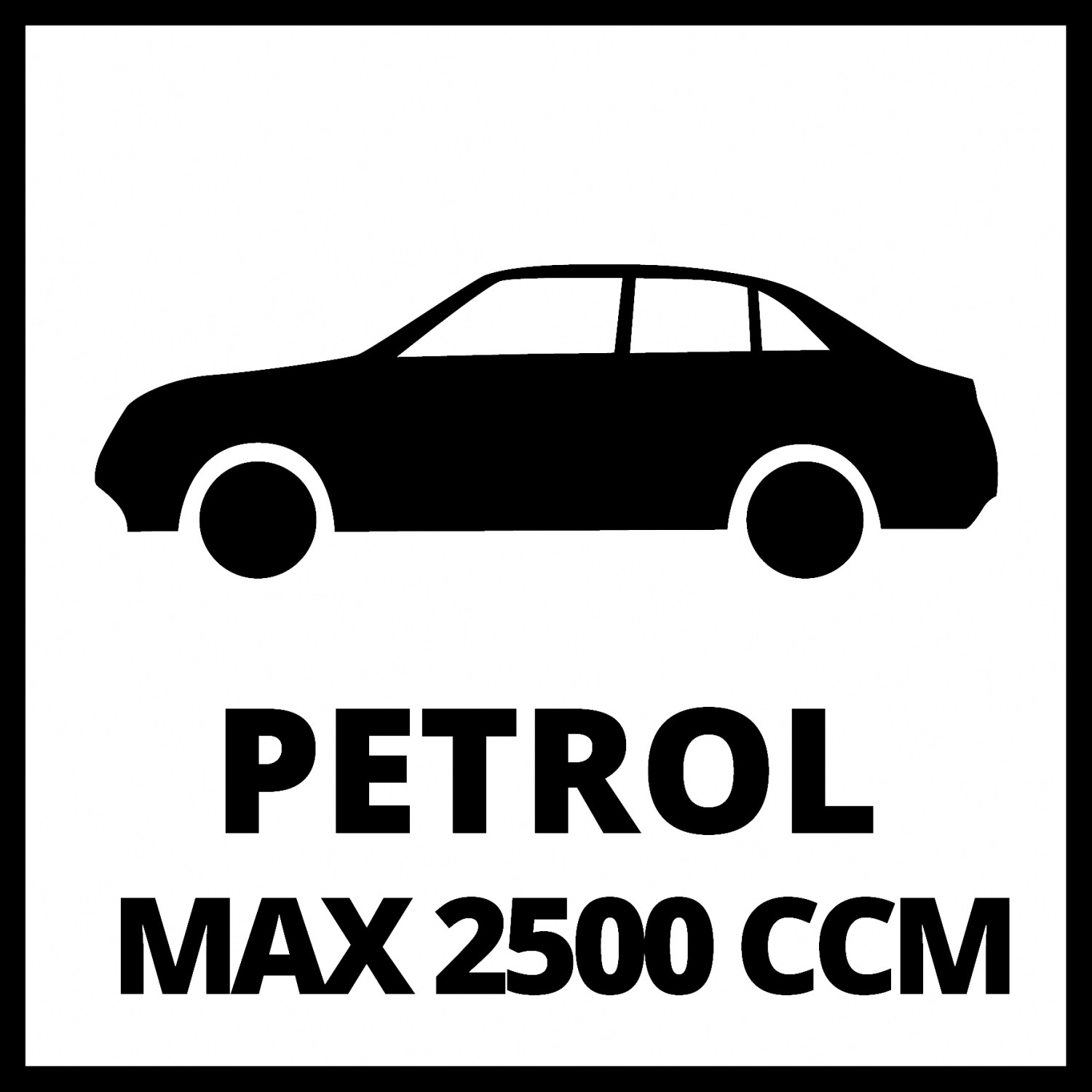 Symbol für Starthilfekabel BT-BO 16/1 A: Benzinmotor bis max. 2500 ccm geeignet.