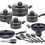 GSW Kochtopf Set Milano Nero, 16-teilig mit Töpfen, Pfannen und Küchenhelfern.